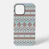 Coque iPhone 12 Pro Aztec Mixte Motif Motif Rusts Crème Bleu (Verso)