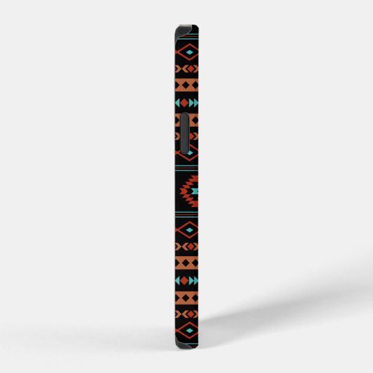 Coque iPhone 12 Pro Aztec Rusts Turquoise Noir Motifs mélangés Motif (Côté droit)