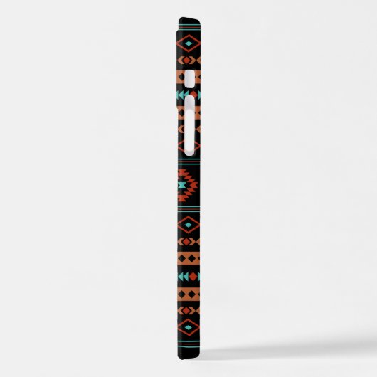 Coque iPhone 12 Pro Aztec Rusts Turquoise Noir Motifs mélangés Motif (Côté gauche)