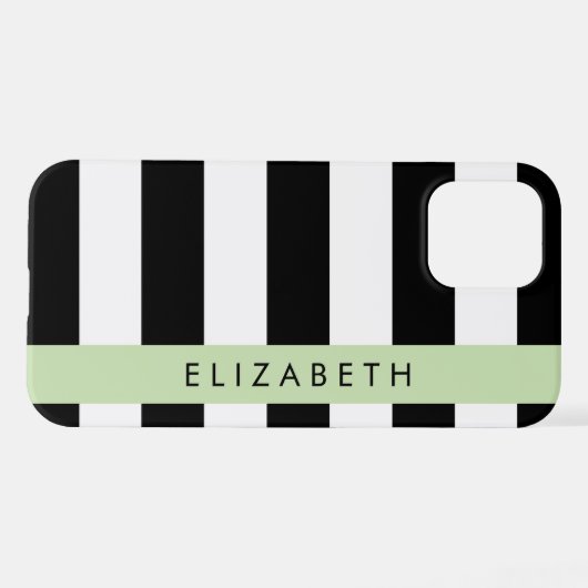 Coque iPhone 12 Pro Bandes noires et blanches, Gravées, Lignes, Votre (Verso Horizontal)