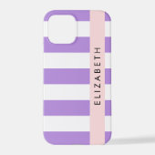 Coque iPhone 12 Pro Bandes Violettes, Motif Gratté, Lignes, Votre Nom (Verso)
