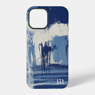 Coque iPhone 12 Pro Bleu abstrait et ivoire