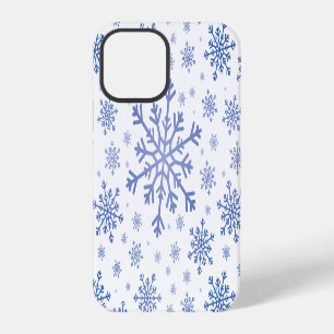 Coque iPhone 12 Pro Bleu de la marine Flammes de neige de Noël en hiv