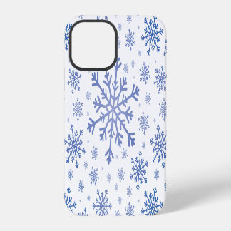 Coque iPhone 12 Pro Bleu de la marine Flammes de neige de Noël en hiv