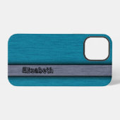 Coque iPhone 12 Pro Bleu sarcelle et gris moderne professionnel (Verso Horizontal)