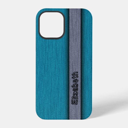 Coque iPhone 12 Pro Bleu sarcelle et gris moderne professionnel (Verso)