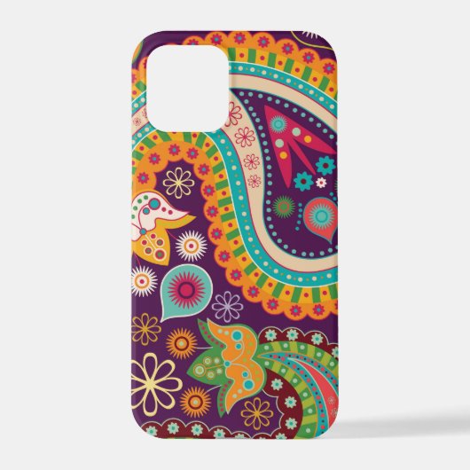 Coque iPhone 12 Pro Boho Purple Hippy 60s Retro Paisley Samsung Galaxy (Verso)