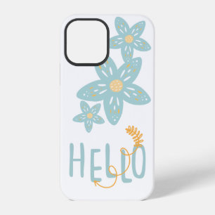 Coque iPhone 12 Pro Bonjour Bohème Floral Bleu Jaune Moderne Mignon
