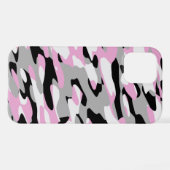 Coque iPhone 12 Pro camo rose noir et gris abstrait (Verso Horizontal)