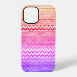 Coque iPhone 12 Pro Chevron rayé coloré aspect bois #2