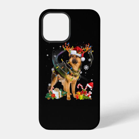 Coque iPhone 12 Pro Chien de Noël berger (Verso)