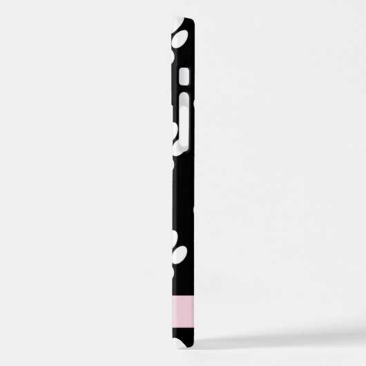 Coque iPhone 12 Pro Chien Paws, White Paws, Gold Hearts, Votre Nom (Côté gauche)