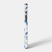 Coque iPhone 12 Pro Chinoiserie Blue Echinacea Pattern (Côté gauche)