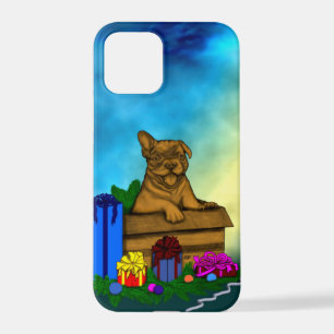 Coque iPhone 12 Pro Chiot dans une boîte, Joyeux Noël