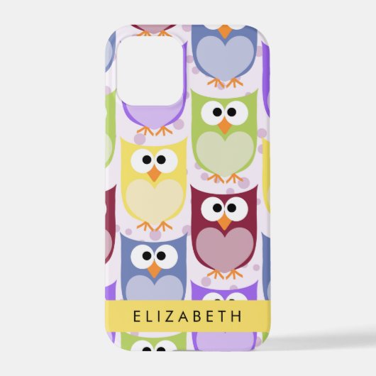 Coque iPhone 12 Pro Chouettes mignonnes, Chouette Motif, Chouettes col (Verso)