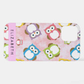 Coque iPhone 12 Pro Chouettes mignonnes, Chouette Motif, Chouettes col (Verso Horizontal)