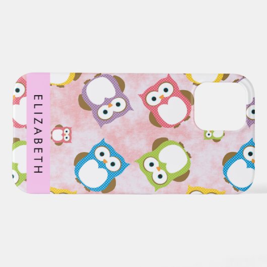 Coque iPhone 12 Pro Chouettes mignonnes, Chouette Motif, Chouettes col (Verso Horizontal)