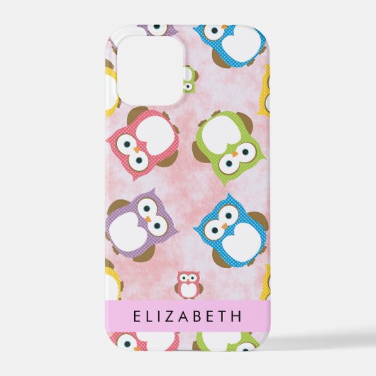 Coque iPhone 12 Pro Chouettes mignonnes, Chouette Motif, Chouettes col (Verso)