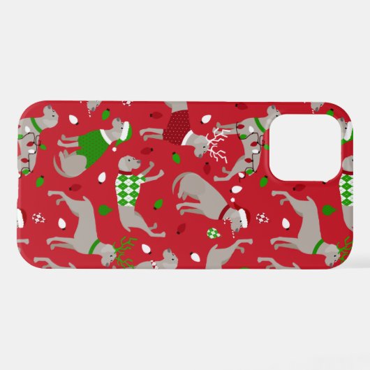 Coque iPhone 12 Pro Christmas Weimaraner Dog (Verso Horizontal)