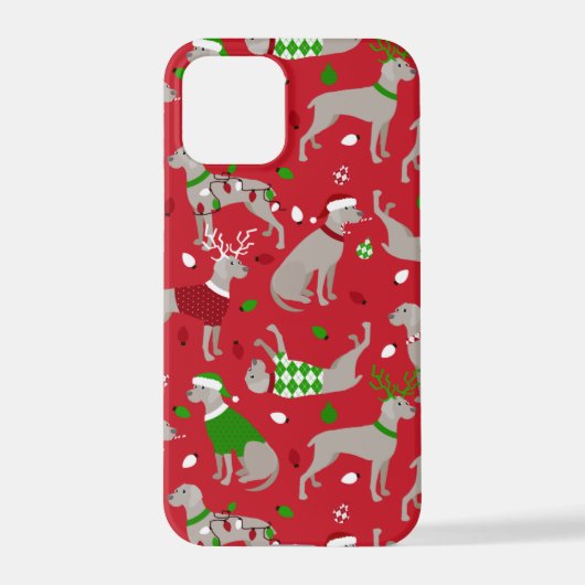 Coque iPhone 12 Pro Christmas Weimaraner Dog (Verso)