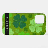 Coque iPhone 12 Pro Cloches Vertes, Cloches Lucky, Votre Nom (Verso Horizontal)