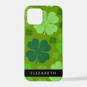 Coque iPhone 12 Pro Cloches Vertes, Cloches Lucky, Votre Nom (Verso)