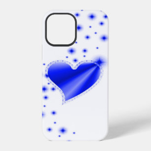 Coque iPhone 12 Pro Cœur de l'arc-en-ciel bleu avec des étoiles