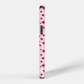 Coque iPhone 12 Pro cœurs rouges sur vichy rose (Côté droit)