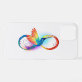 Coque iPhone 12 Pro Colibri arc-en-ciel avec symbole Infinity (Verso Horizontal)