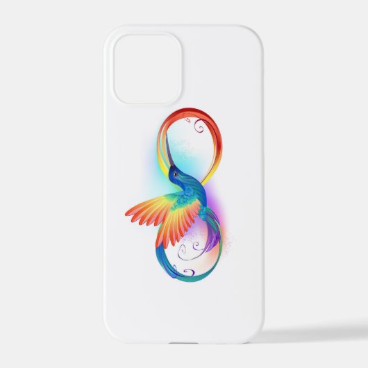 Coque iPhone 12 Pro Colibri arc-en-ciel avec symbole Infinity (Verso)