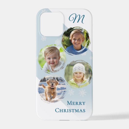 Coque iPhone 12 Pro Collage de photos de famille de Noël Monogrammé (Verso)