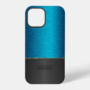 Coque iPhone 12 Pro Combo bleu métallisé et noir avec boîtier à accent