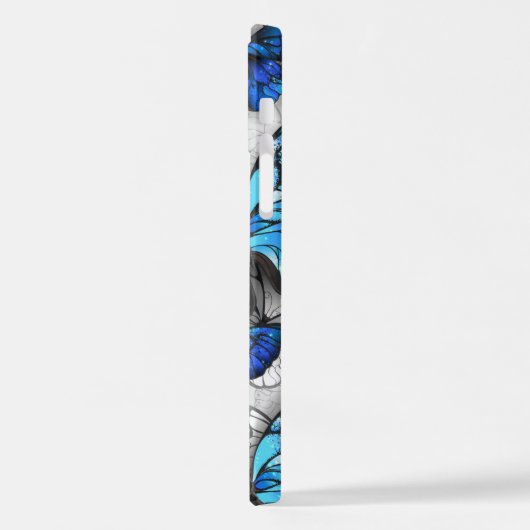 Coque iPhone 12 Pro Composition des White and Blue Butterflies (Côté gauche)