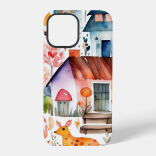 Coque iPhone 12 Pro Cottage noyau floral de campagne animaux maisons