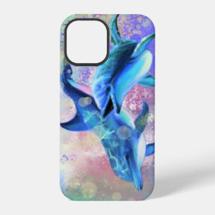 Coque iPhone 12 Pro Couple de dauphins bleu