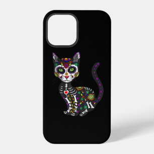 Coque iPhone 12 Pro Crâne de sucre Chat Mexicain Halloween Jour des Mo