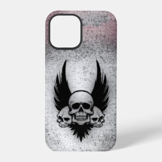 Coque iPhone 12 Pro Crânes sur des ailes noires (Verso)
