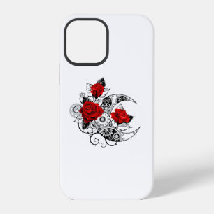 Coque iPhone 12 Pro Croissant Mécanique avec Roses Rouges
