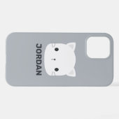 Coque iPhone 12 Pro Cute Little Cat avec nom personnalisé (Verso Horizontal)