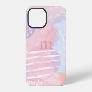Coque iPhone 12 Pro Delicate Blush and Blue Abstract Watercolor Shapes