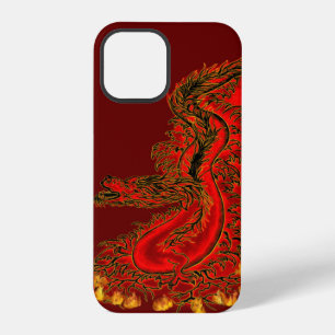 Coque iPhone 12 Pro Dragon chinois design rouge et or