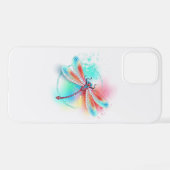 Coque iPhone 12 Pro Dragonfly rouge sur l'arrière - plan aquarelle (Verso Horizontal)