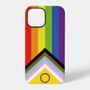 Coque iPhone 12 Pro Drapeau de fierté intersexe de SlipperyJoe's fond