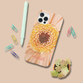 Coque iPhone 12 Pro Élégant Chic Script Nom Peach Floral Photographie