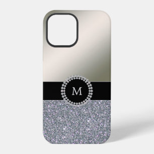 Coque iPhone 12 Pro Élégant diamant argent tendance monogrammed