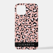Coque iPhone 12 Pro Empreinte de léopard, Spots, Leopard Rose, Votre N (Verso)