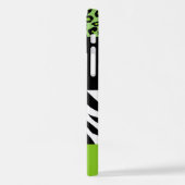 Coque iPhone 12 Pro Empreinte de léopard, Zebra Print, Vert, Votre nom (Côté gauche)