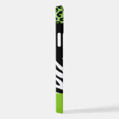 Coque iPhone 12 Pro Empreinte de léopard, Zebra Print, Vert, Votre nom (Côté droit)