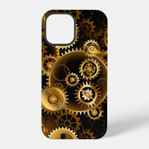 Coque iPhone 12 Pro Engrenages en laiton Steampunk sans soudure
