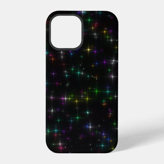 Coque iPhone 12 Pro Étoiles multicolores scintillantes (Verso)